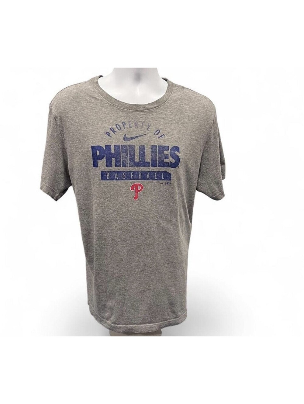 NIKE Phillies Mens L T Shirt Practice Baseball Heather Gray Oversized Cozy Soft